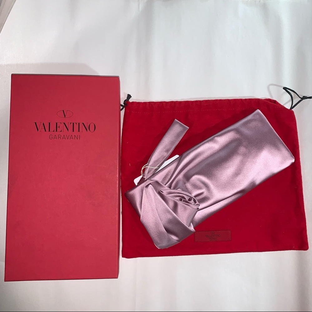 NWOT auth VALENTINO GARAVANI silk zip top CLUTCH rare orchid color BOX/DUST BAG